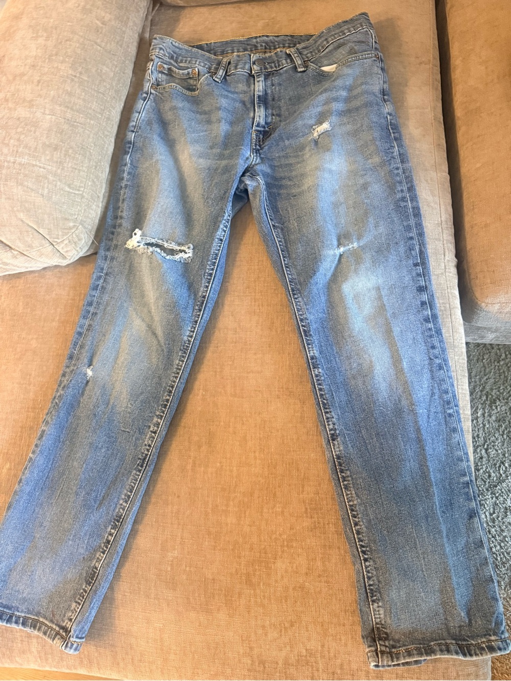 Levi's Slim Straight Distressed Light Blue Jeans